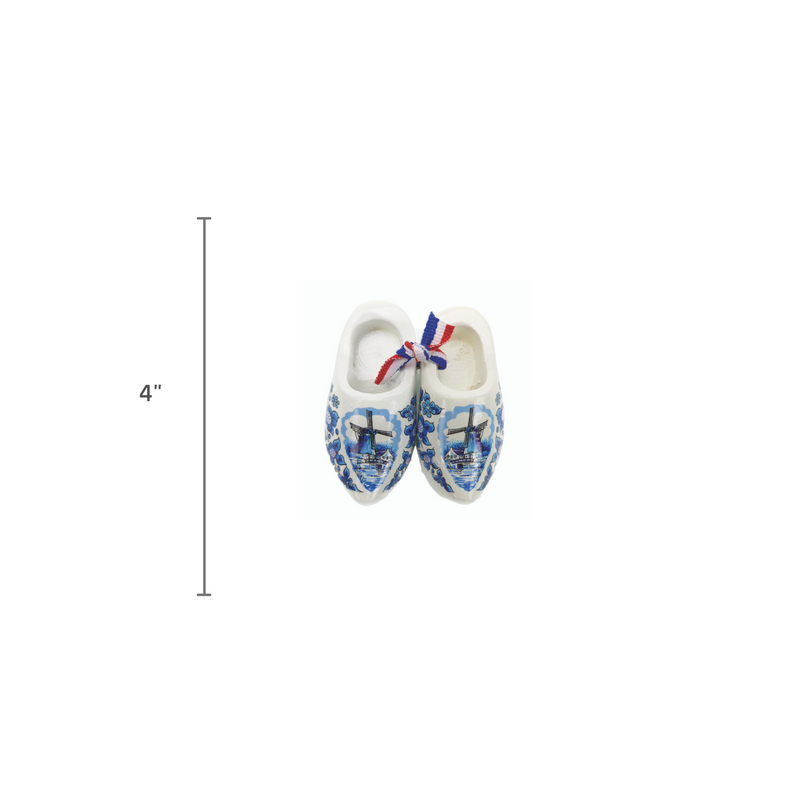 Decorative Dutch Wooden Shoe Clogs Landscape Design Blue and White 4"
