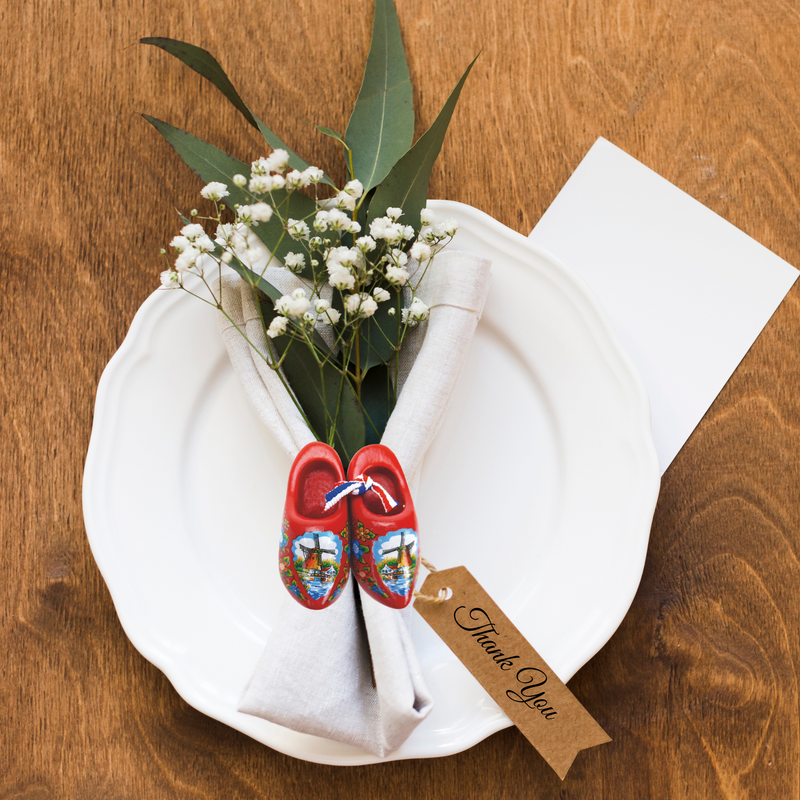 Decorative Dutch Wooden Shoe Clogs Landscape Design Red 4"