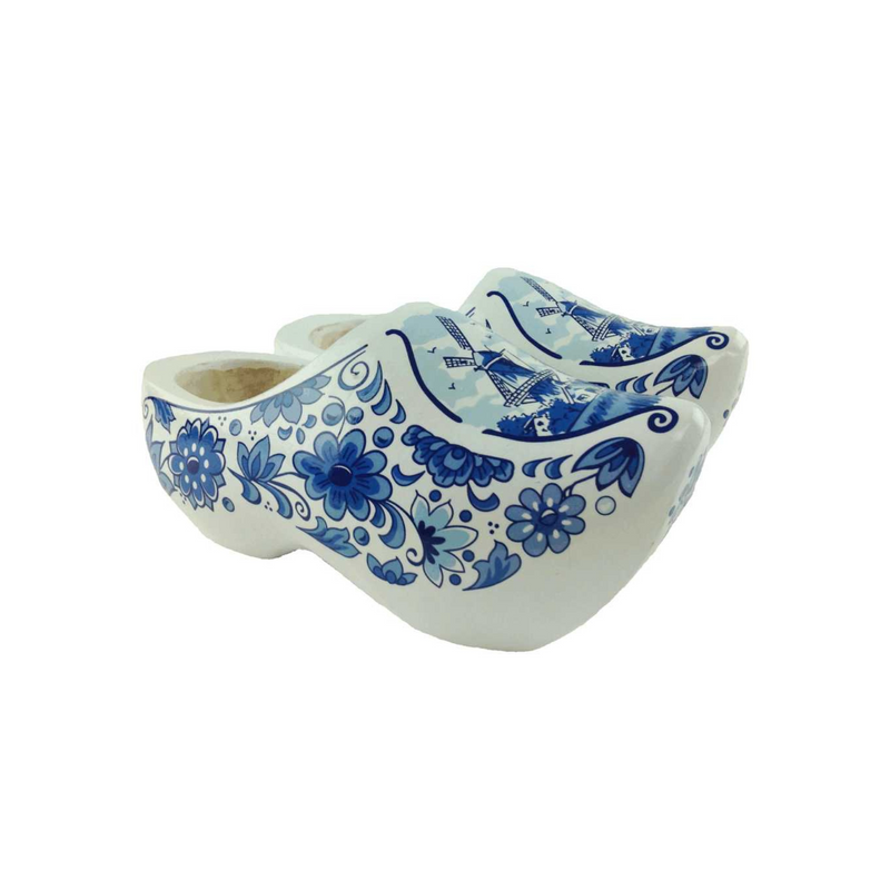Decorative Dutch Wooden Shoe Clogs Landscape Design Blue & White Design 4.25"