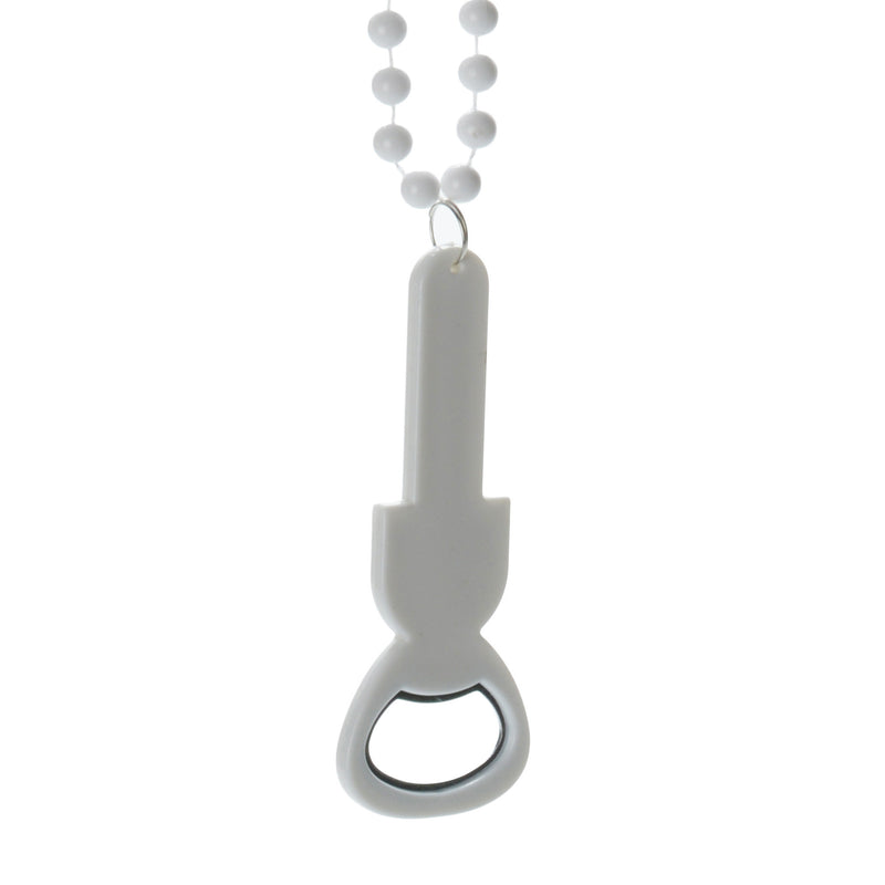 White Oktoberfest Themed Party Beads With Bottle Opener - ScandinavianGiftOutlet