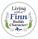 Metal Button: Living with a Finn - ScandinavianGiftOutlet