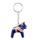Blue Swedish Dala Horse Keychain 
