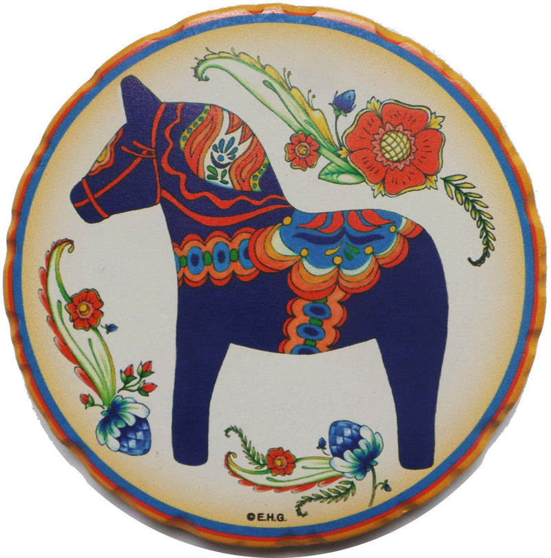 Ceramic Coaster Gift Sets- Blue Dala Horse - ScandinavianGiftOutlet