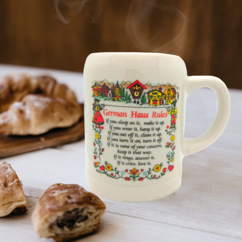 German Coffee Mug with German Haus Rules