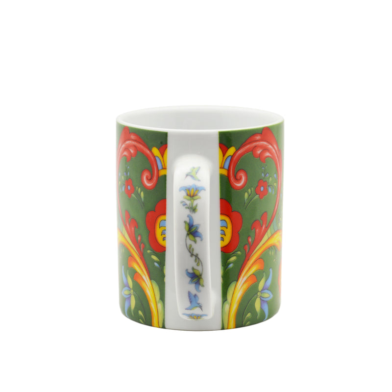 Green Rosemaling Ceramic Coffee Cup - ScandinavianGiftOutlet