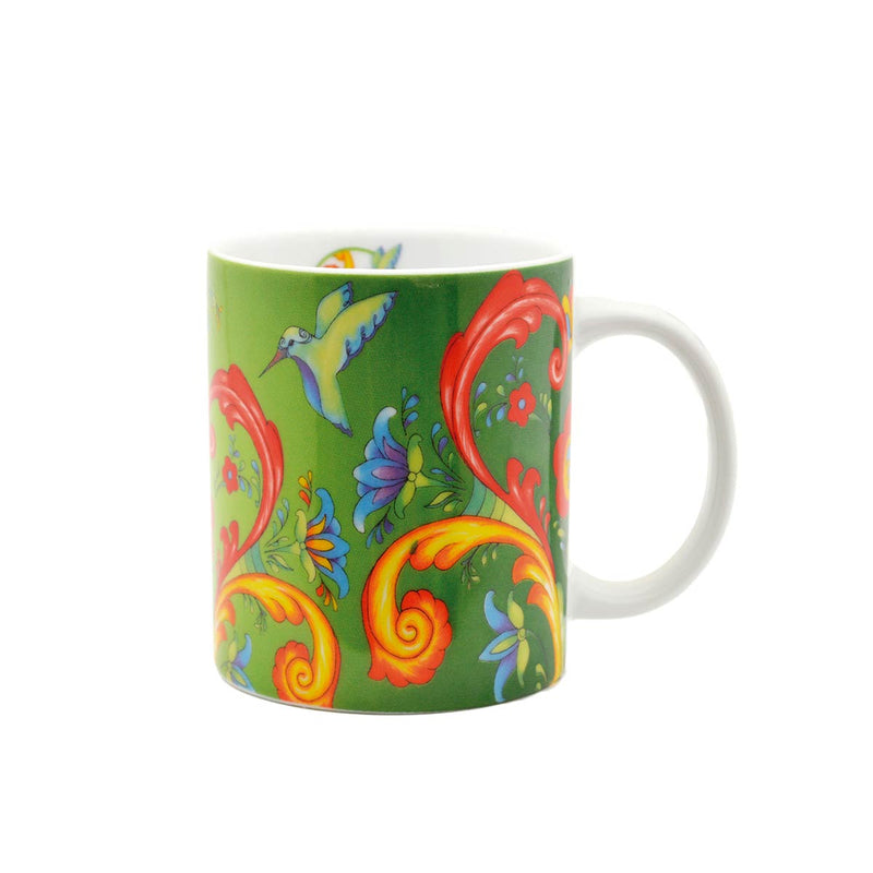 Green Rosemaling Ceramic Coffee Cup