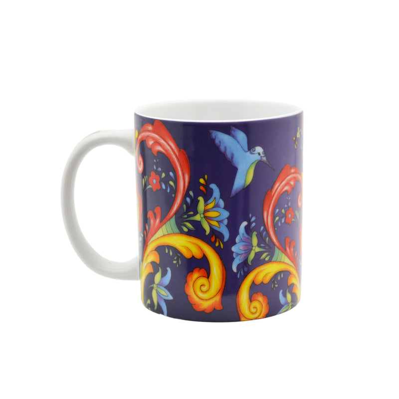 Blue Rosemaling Ceramic Coffee Cup - ScandinavianGiftOutlet