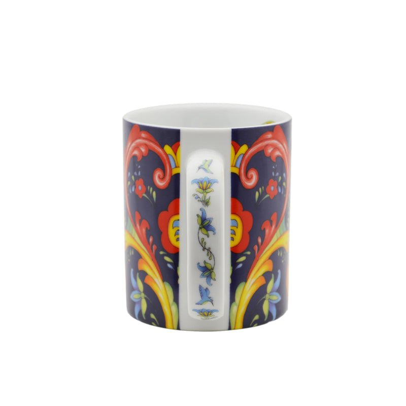 Blue Rosemaling Ceramic Coffee Cup - ScandinavianGiftOutlet