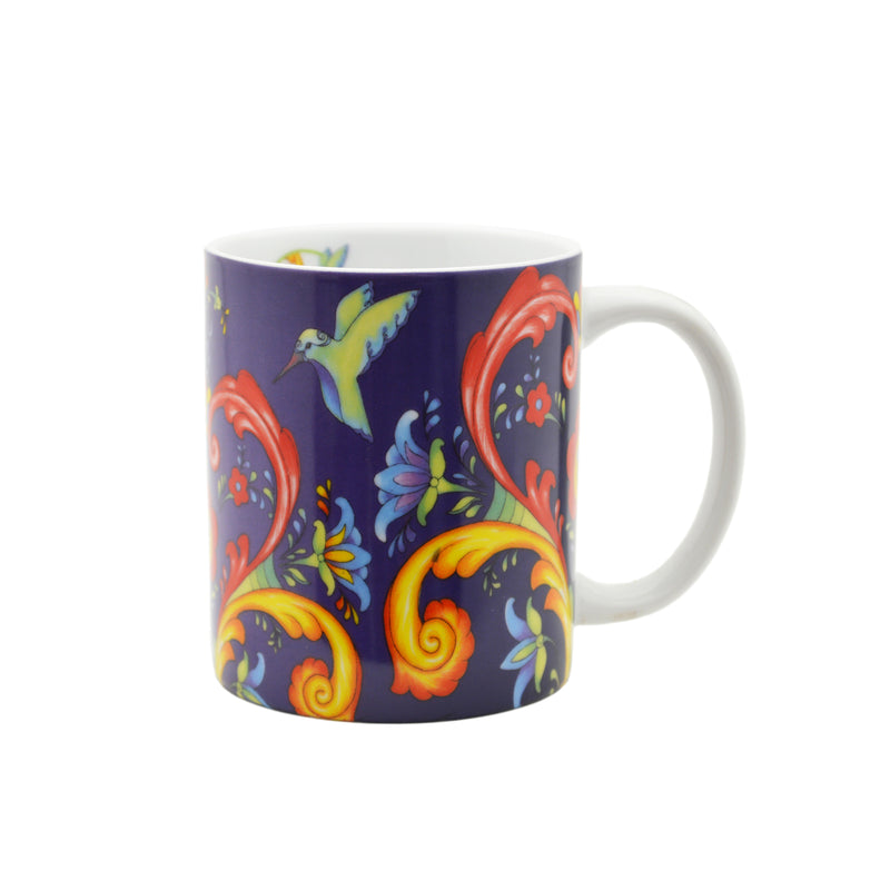 Blue Rosemaling Ceramic Coffee Cup - ScandinavianGiftOutlet