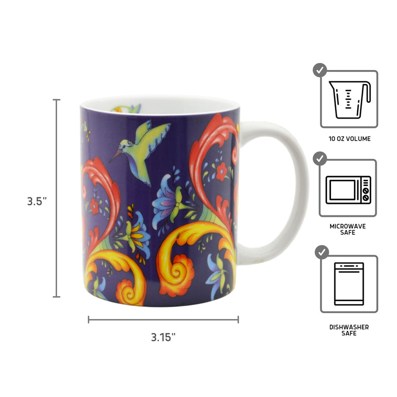 Blue Rosemaling Ceramic Coffee Cup