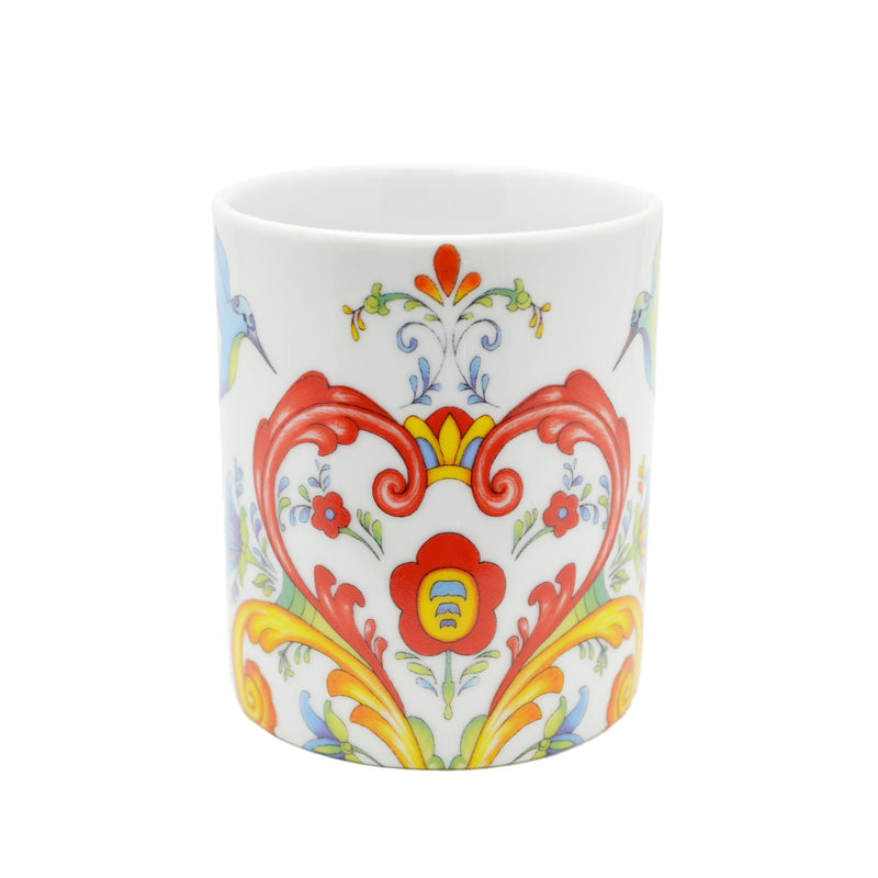 White Rosemaling Ceramic Coffee Cup - ScandinavianGiftOutlet