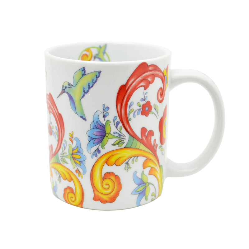 White Rosemaling Ceramic Coffee Cup - ScandinavianGiftOutlet