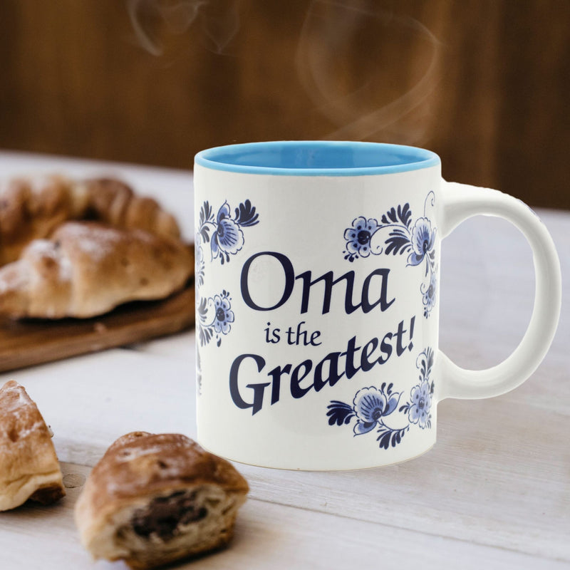 "Oma is the Greatest" / Blue Ceramic Coffee Mug