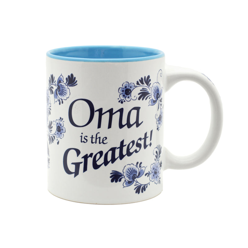 "Oma is the Greatest" / Blue Ceramic Coffee Mug - ScandinavianGiftOutlet