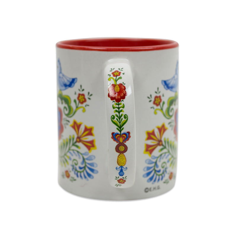 Artistic Lovebirds & Rosemaling Ceramic Coffee Mugs