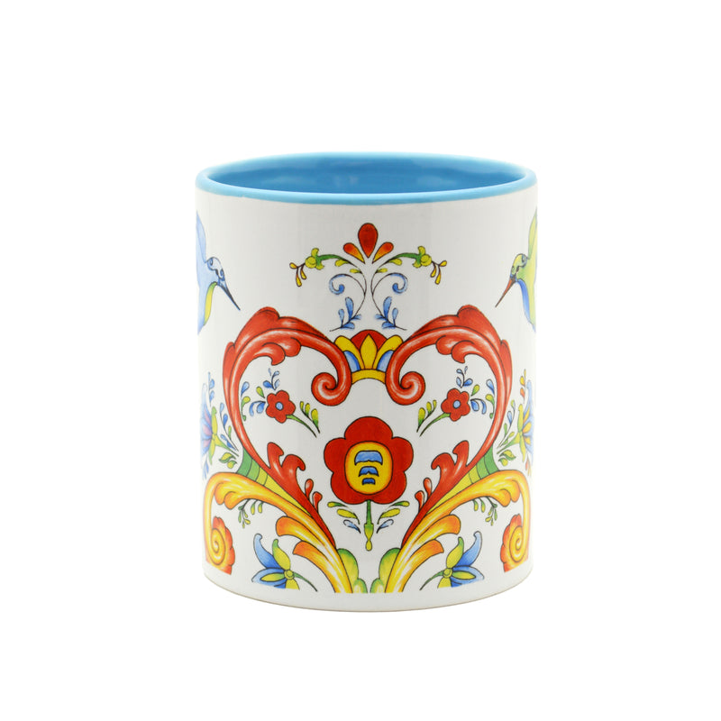 Rosemaling & Hummingbird Coffee Mug - ScandinavianGiftOutlet