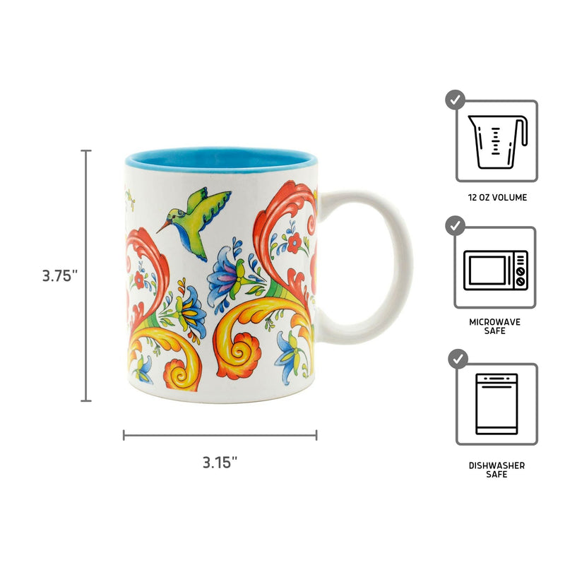 Rosemaling & Hummingbird Coffee Mug