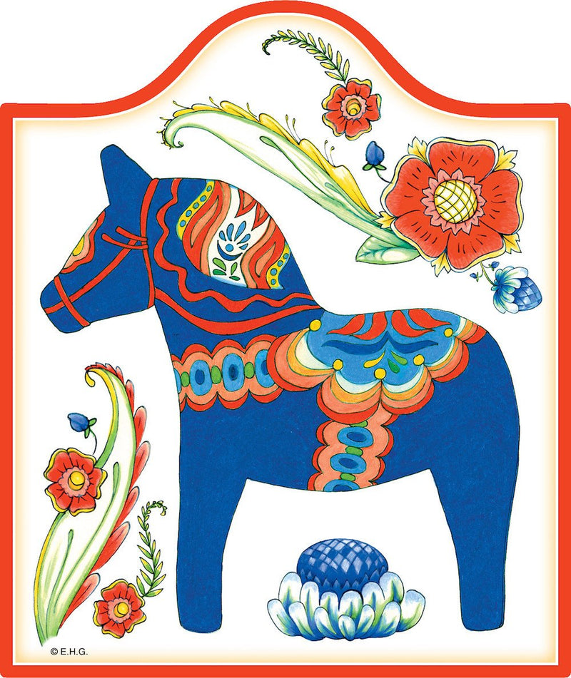 Ceramic Cheeseboard w/ Cork Backing: Blue Horse 