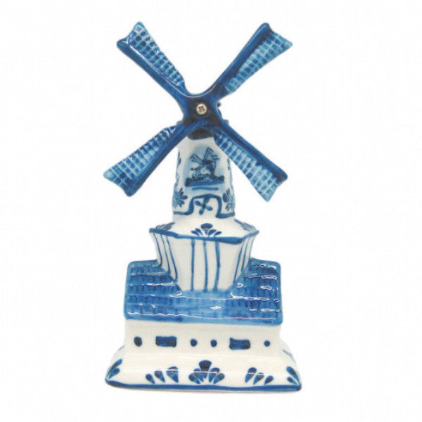 Blue and White Ceramic Windmill House - ScandinavianGiftOutlet
