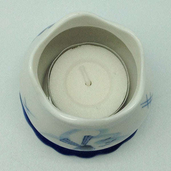 Blue Votive Candles with Tulip Design - ScandinavianGiftOutlet