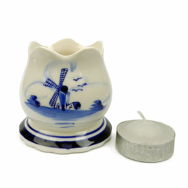 Blue Votive Candles with Tulip Design - ScandinavianGiftOutlet