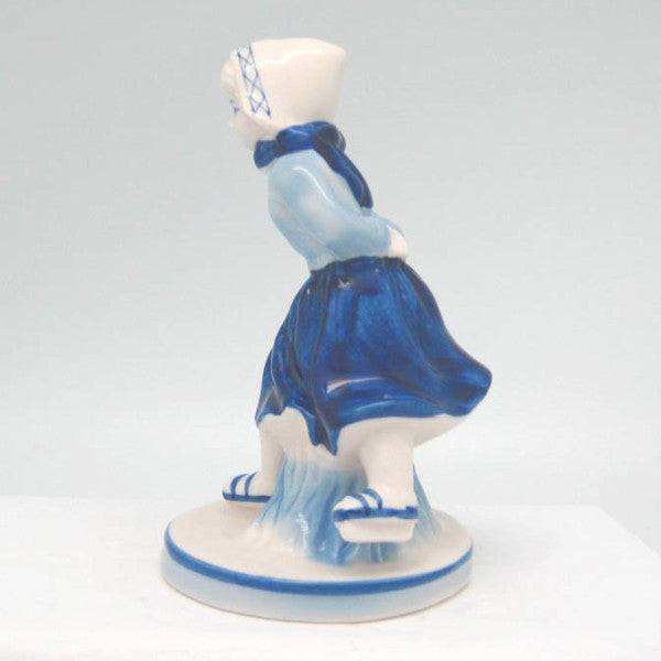 Blue and White Figurine: Dutch Girl Skater - ScandinavianGiftOutlet