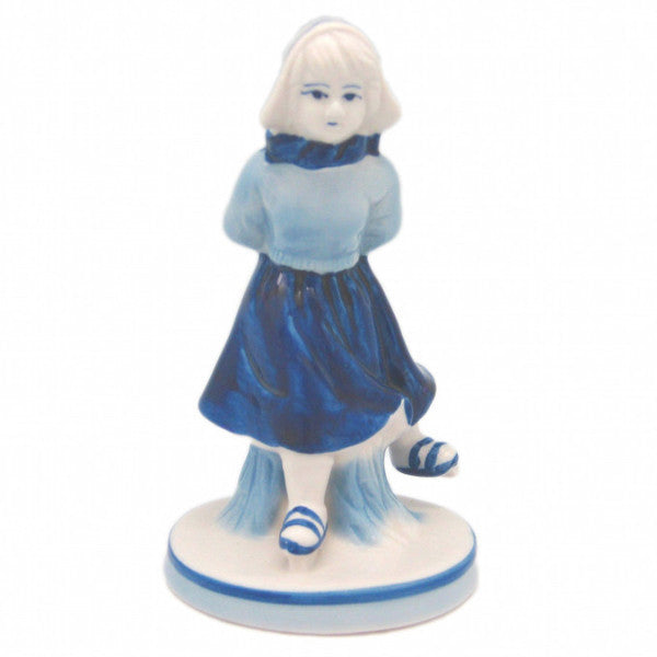 Blue and White Figurine: Dutch Girl Skater - ScandinavianGiftOutlet
