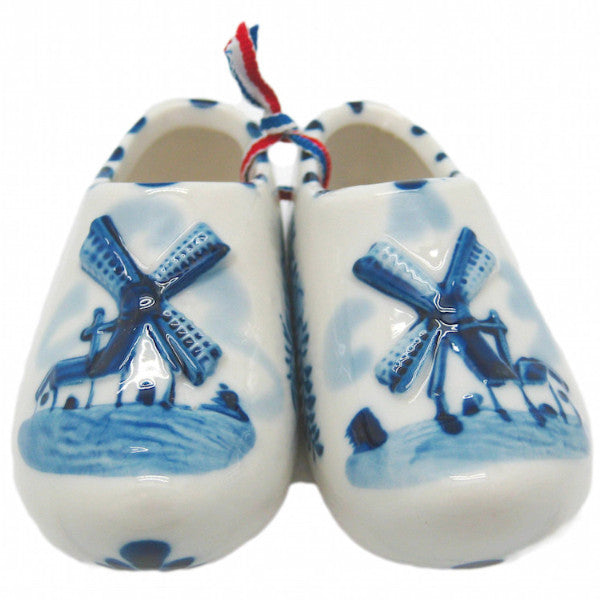 Delft Shoe Pair with Embossed Windmill Design - ScandinavianGiftOutlet