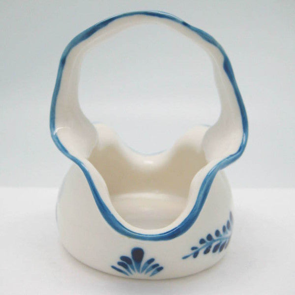 Blue and White Fluted Shaped Ceramic Basket - ScandinavianGiftOutlet