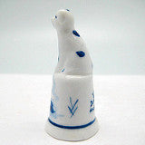 Collectible Thimble Blue and White Dog - ScandinavianGiftOutlet