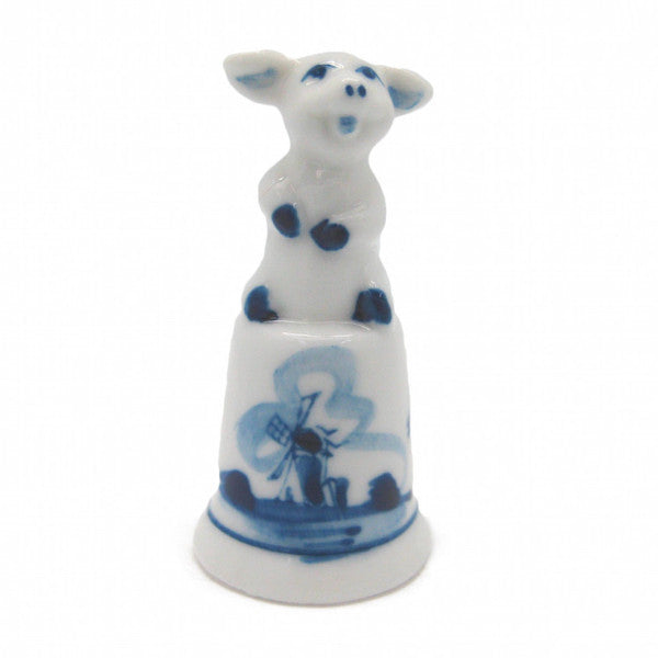 Collectible Thimble Blue and White Piggy - ScandinavianGiftOutlet
