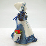 Blue and White Milkmaid With Colored Tulips - ScandinavianGiftOutlet