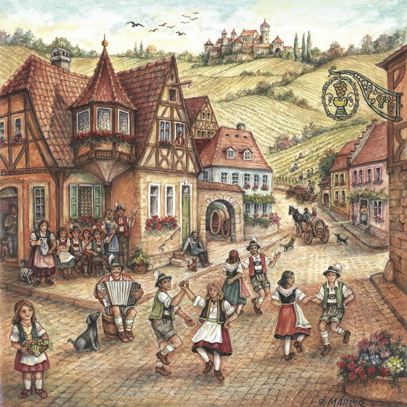 German Village Dancers Ceramic Tile - ScandinavianGiftOutlet