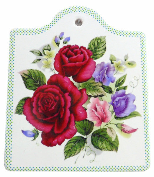 Ceramic Cheeseboard w/ Cork Backing: Roses - ScandinavianGiftOutlet