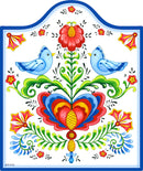 Ceramic Cheeseboard w/ Cork Backing: Lovebirds - ScandinavianGiftOutlet