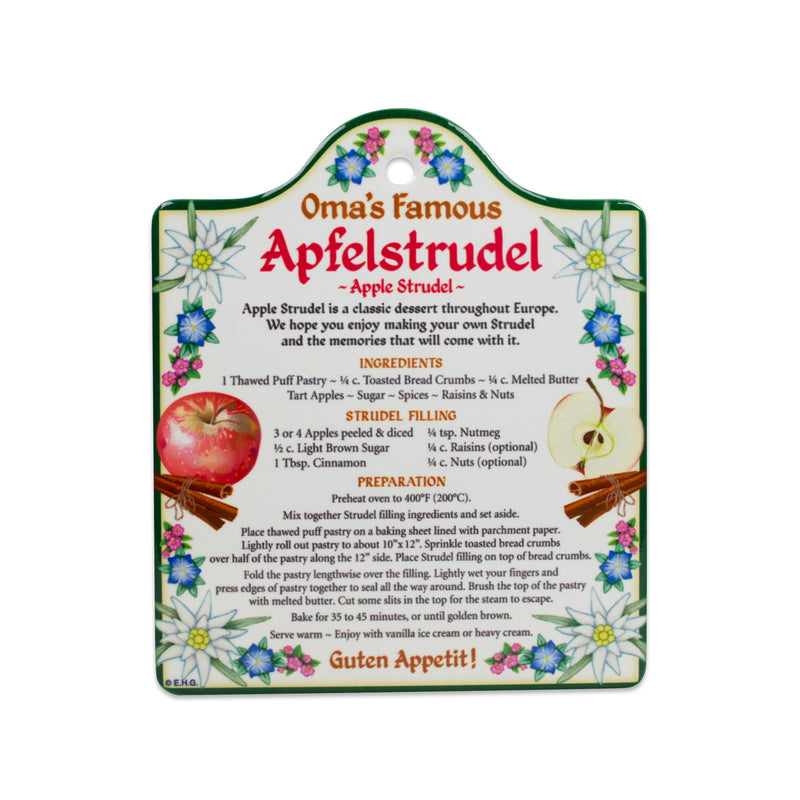Ceramic Cheeseboard German Gift Idea with Apfel Strudel Recipe