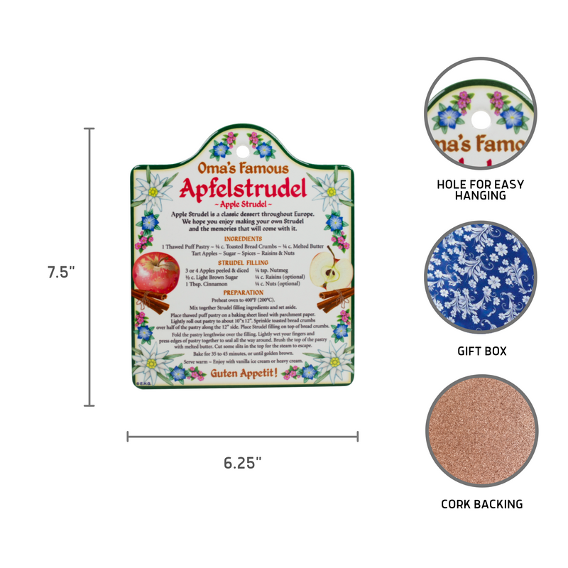 Ceramic Cheeseboard German Gift Idea with Apfel Strudel Recipe
