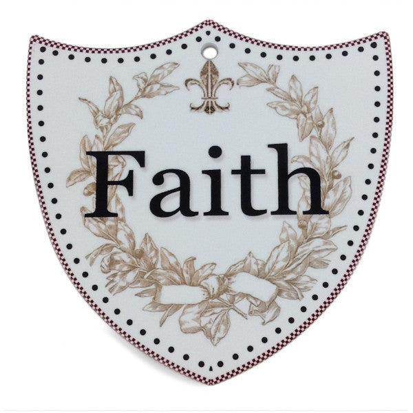 Ceramic Decoration Shield: Faith - ScandinavianGiftOutlet