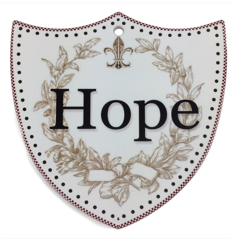 Ceramic Decoration Shield: Hope - ScandinavianGiftOutlet
