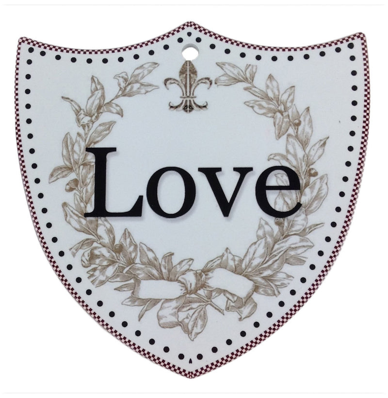 Ceramic Decoration Shield: Love - ScandinavianGiftOutlet