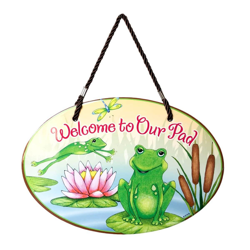 Ceramic Door Signs: Welcome To Our Pad Frog DeSigns - ScandinavianGiftOutlet