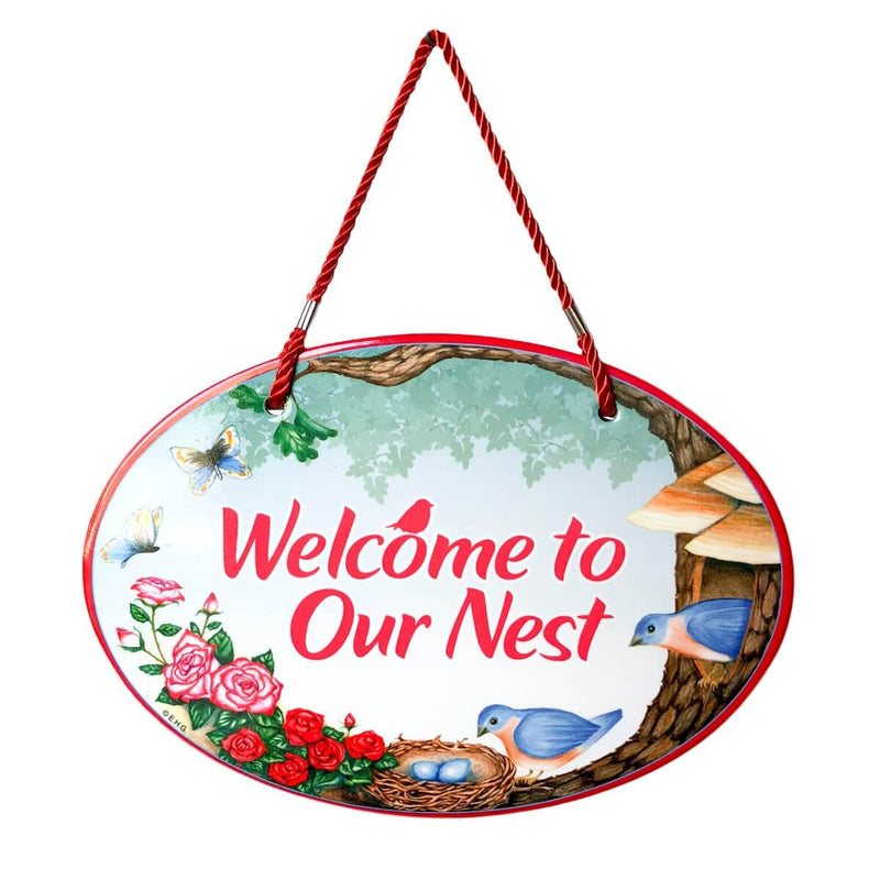 Ceramic Door Signs: Welcome To Our Nest Bird DeSigns - ScandinavianGiftOutlet