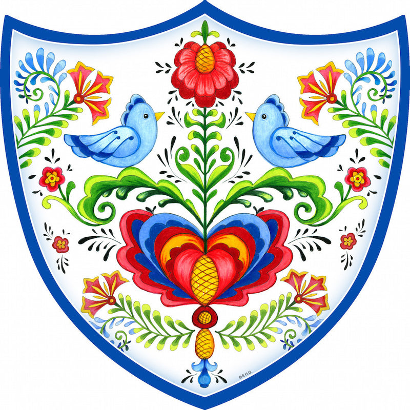Ceramic Decoration Shield: Lovebirds - ScandinavianGiftOutlet
