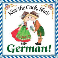 German Gift Ceramic Wall Plaque: Kiss German Cook - ScandinavianGiftOutlet