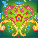 Ceramic Deluxe Plaque: Green Rosemaling - ScandinavianGiftOutlet