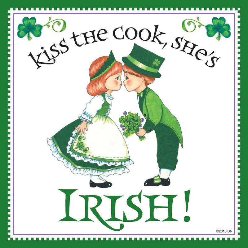 Irish Gift Tile "Kiss Irish Cook" - ScandinavianGiftOutlet