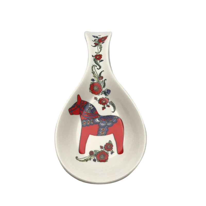 Ceramic Spoon Rest Swedish Red Dalarna Horse