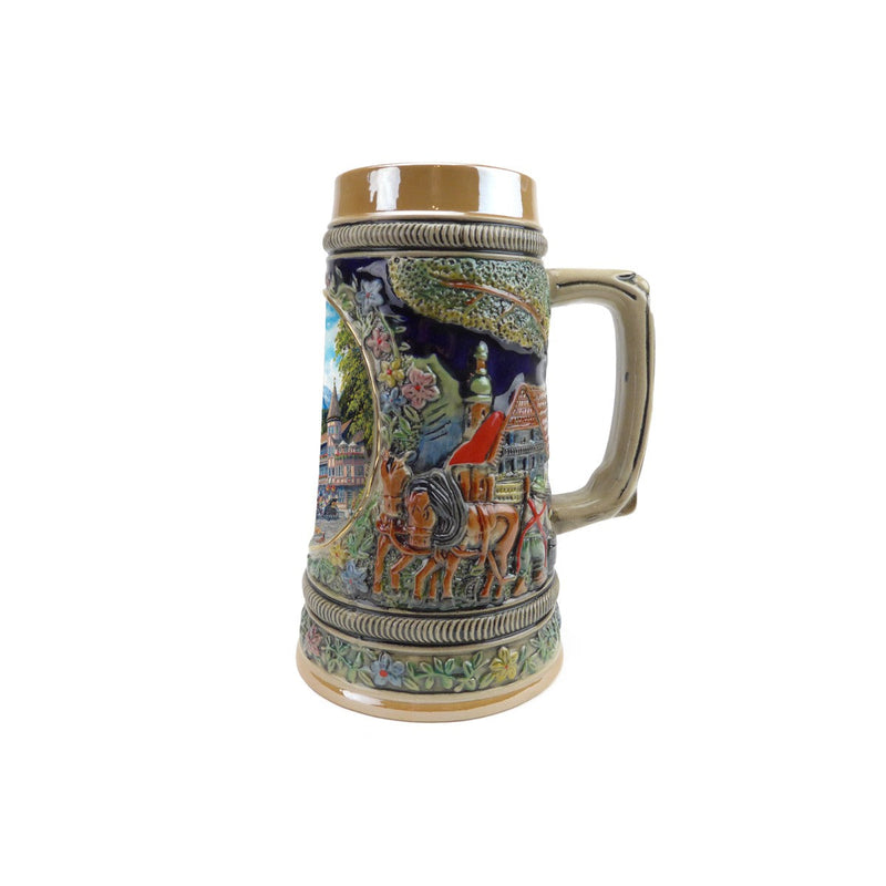 European Summer .5 Liter Embossed Ceramic Beer Stein
