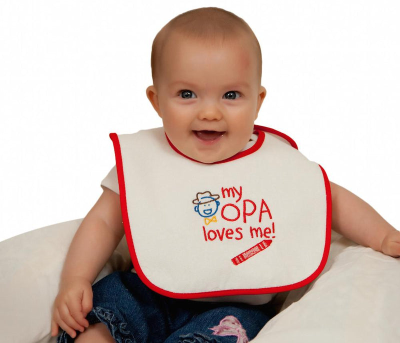German Gift Idea Baby Bib: My Opa Loves Me