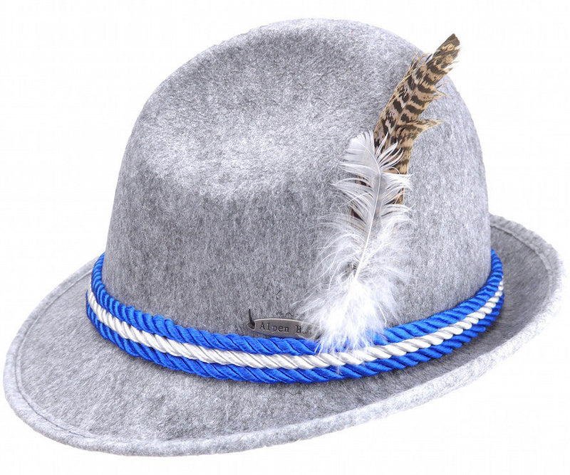 German Alpine Hat Gray With Rope - ScandinavianGiftOutlet